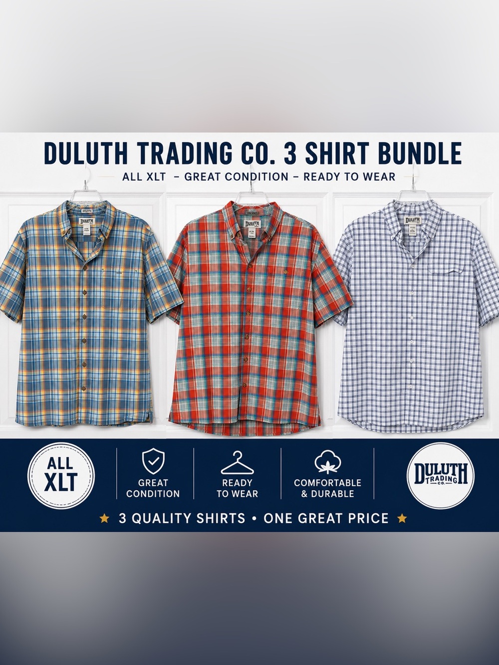 Duluth Trading Co Men’s Red Plaid Short-Sleeve Button-Up Shirt